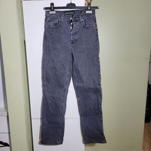 Aritzia denim forum arlo  high rise straight leg 28L black gray size 25